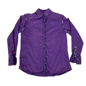Platini CAVALRY Men Button Front Shirt Sz L Purple Long Sleeve Western 80-5